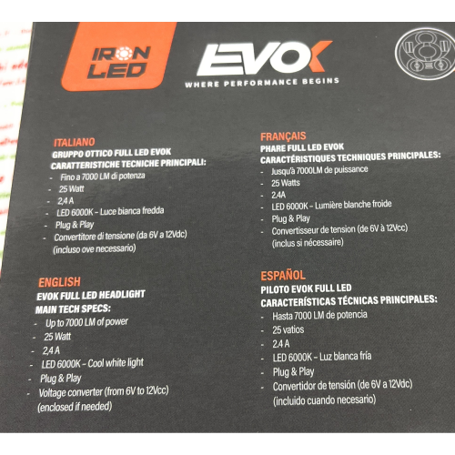 Faro LED 12V DC EVOK Vespa Super, SL, 150s primera serie