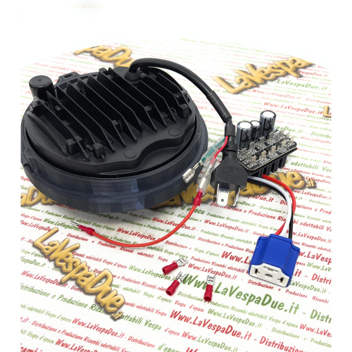 Gruppo ottico anteriore incl. anello per conversione e supporto faro a LED  12V CC per Vespa PX80-200/​PE/​Lusso/​'98/​MY/​'11, Moto Nostra