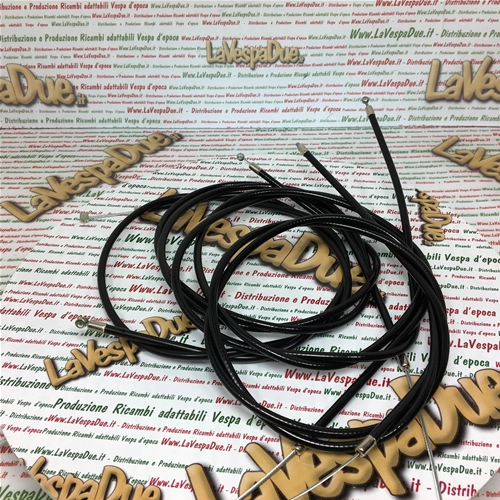 Set of 4 cables with black sheath for Piaggio 50 CIAO mopeds with internal Teflon brake accelerator valve lifter decompressor ro 187023 187025 187027 267557
